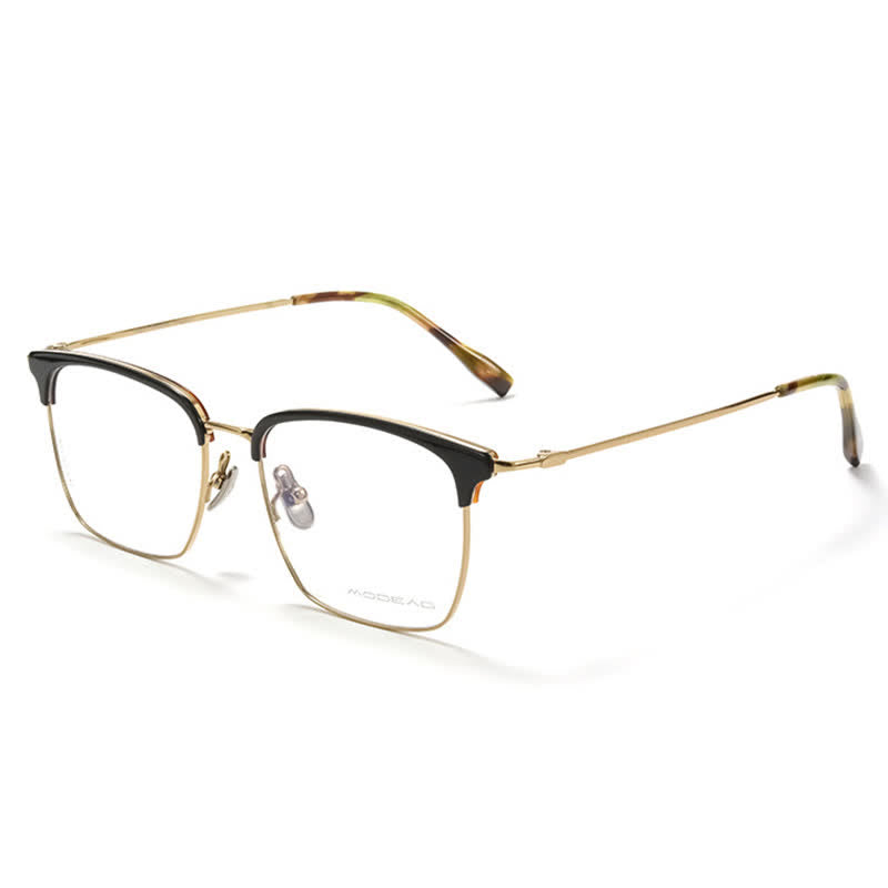 Spykay™ EG26898 Semi-Rimless Anti-blue Light Square Titanium Frame Browline Glasses