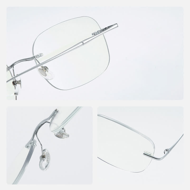 Spykay™ EG26850 Square Titanium Frame Anti-blue Light Hipster Rimless Glasses