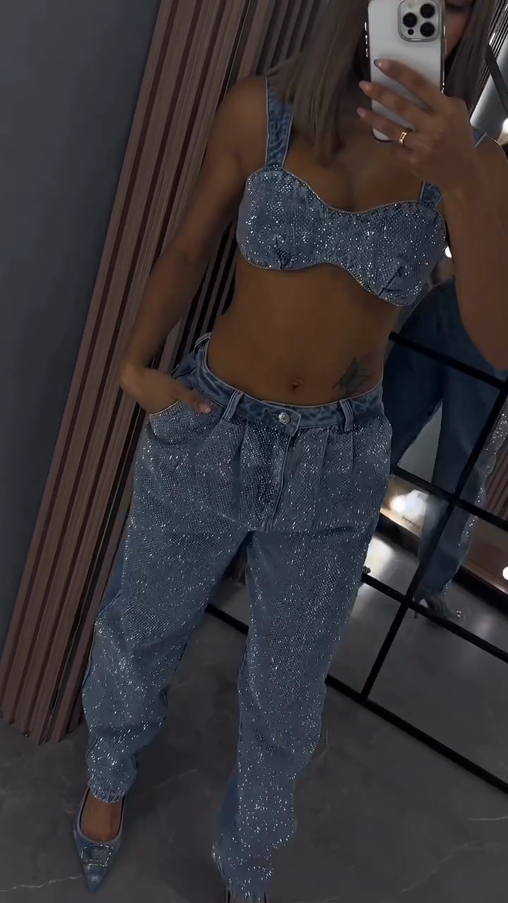 Sparkling Denim Two - Piece Set