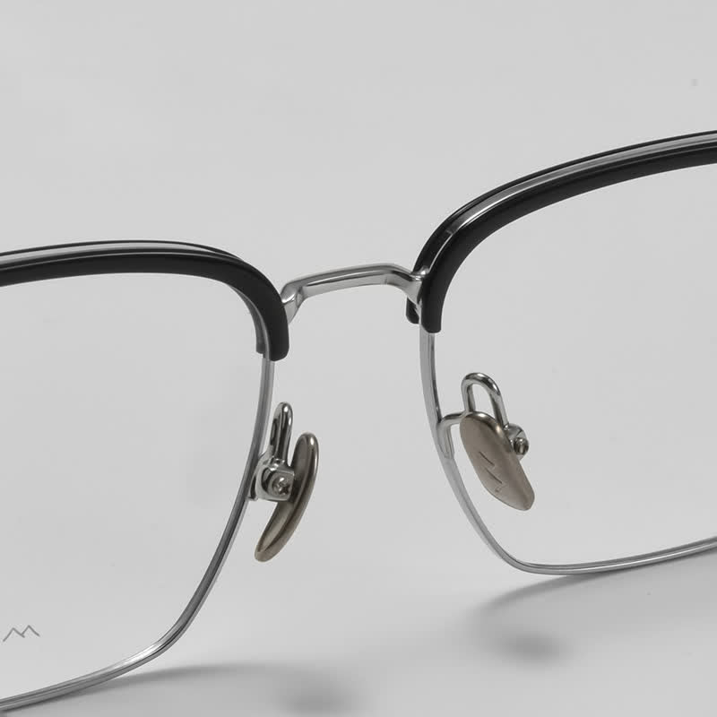 Spykay™ EG26898 Semi-Rimless Anti-blue Light Square Titanium Frame Browline Glasses