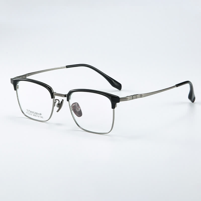 Spykay™ EG26735 Square Titanium Frame Anti-blue Light Browline Glasses
