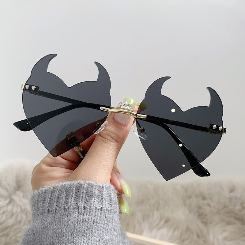 Spykay™ SG60991 Halloween Rimless Devil Horns Heart Sunglasses for Women Men