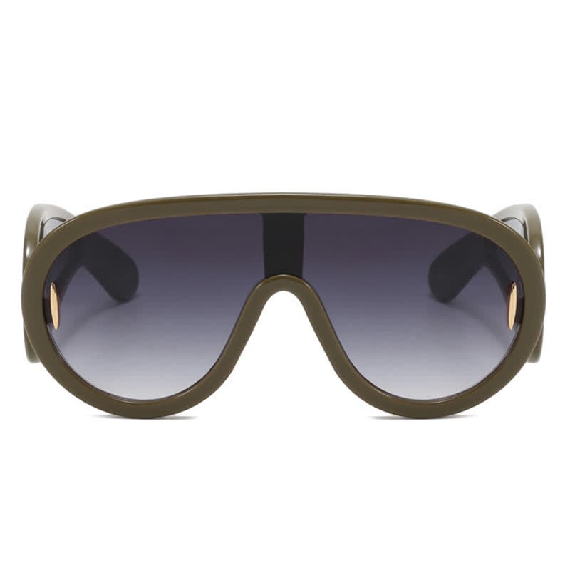 Spykay™ SG61002 Steampunk One-piece Frame Oversized Mirrored Sunglasses