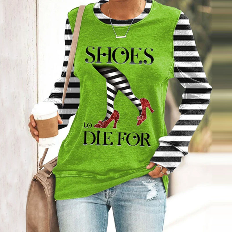 Women's Classic Ruby Red Shoes Halloween Witch Legs Print Sweatshirt