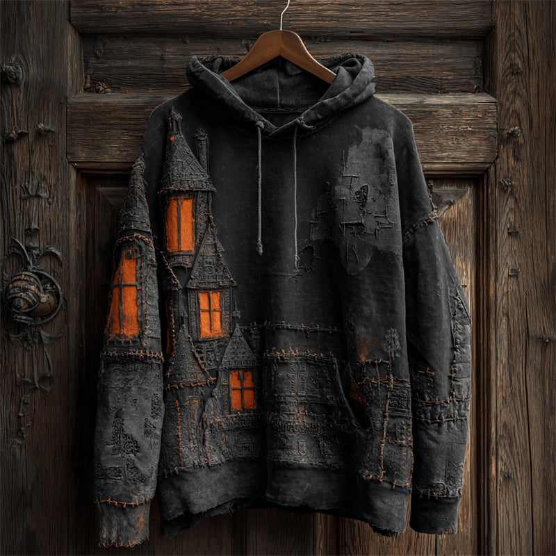 Halloween Spooky Castle Inspired Distressed Washed Hoodie