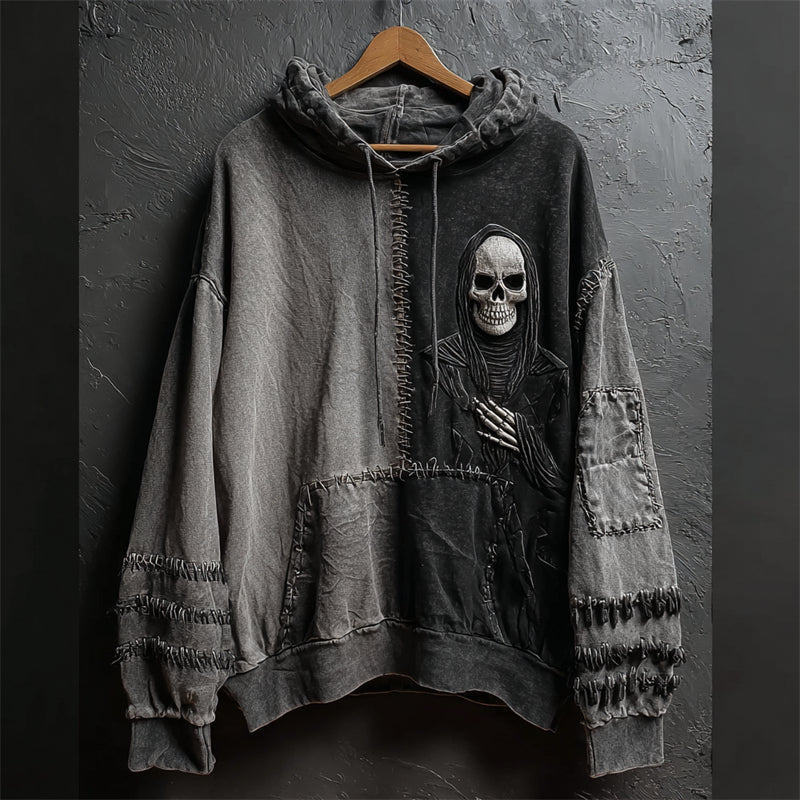 Halloween Grim Reaper Contrast Stitched Hoodie