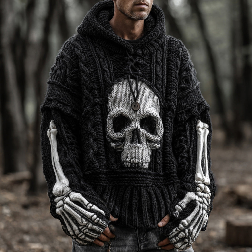 Men's Vintage Viking-style Skull-patterned Warm Sweater