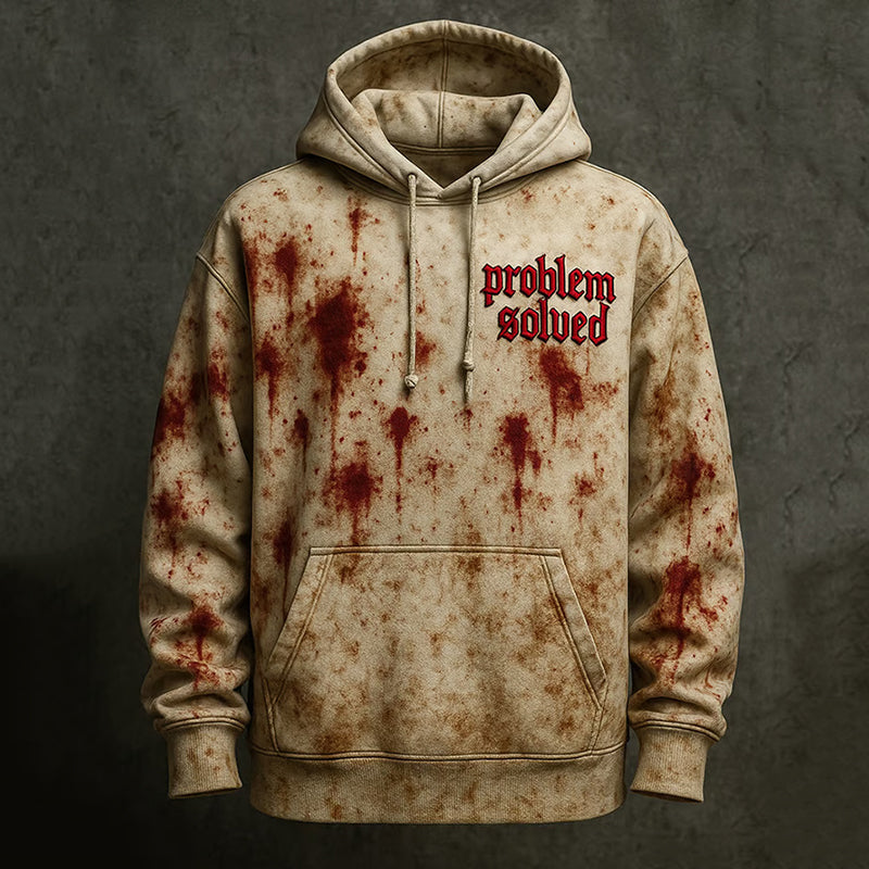 Unisex Vintage Bloody Bloody Problem Solved Art Hoodie