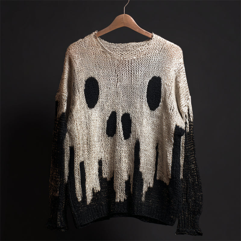 Halloween Skull Contrast Cozy Knit Sweater