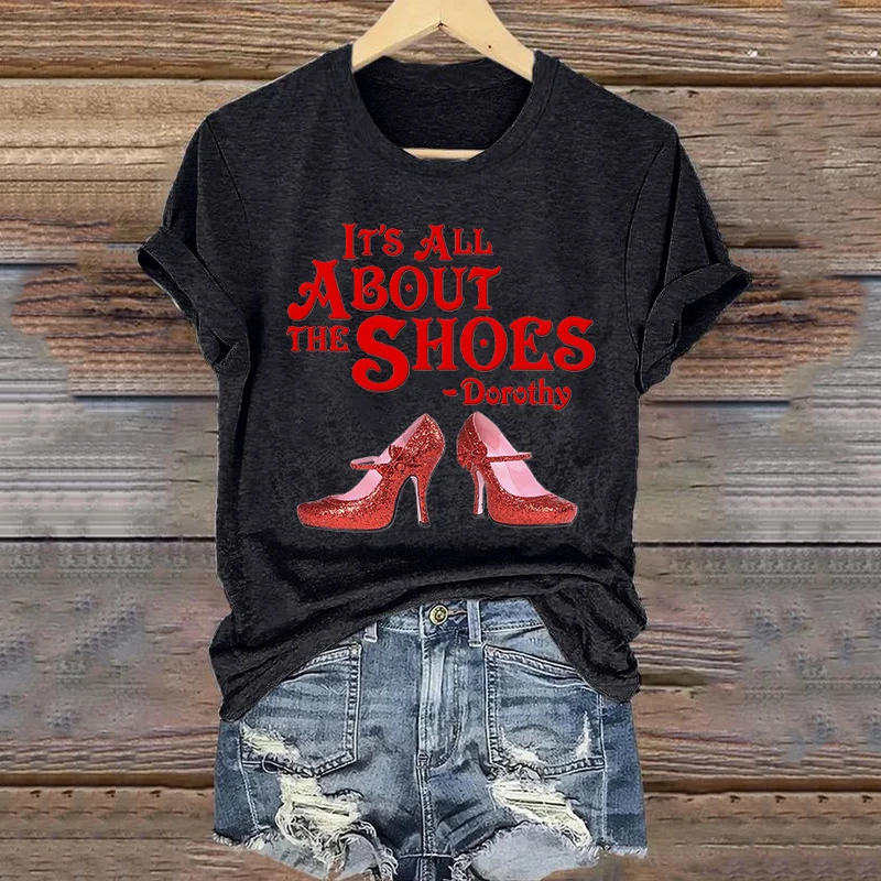 Halloween Halloween Witch It's All About The Classic Ruby Red Shoes Art Vintage Washed T Shirt