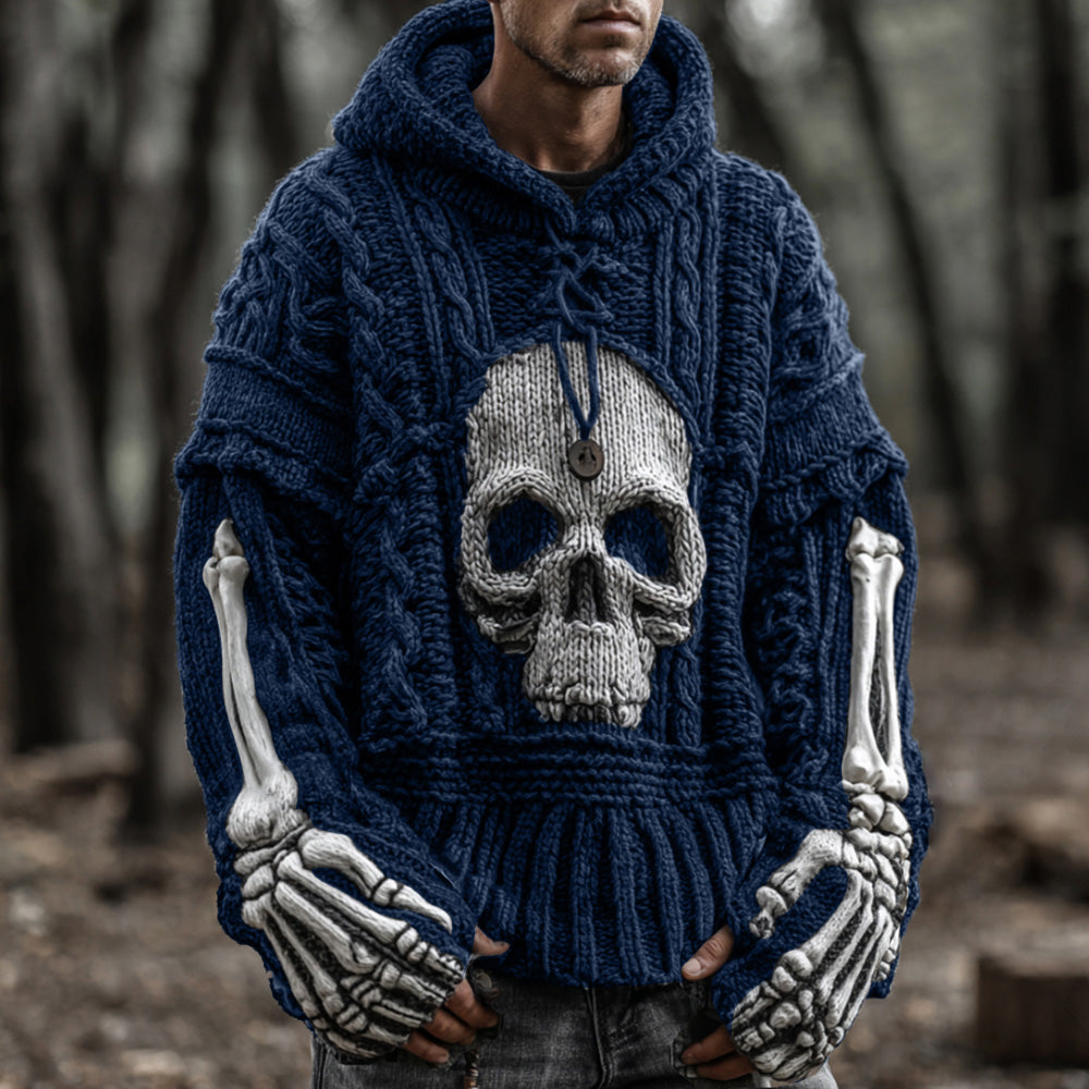 Men's Vintage Viking-style Skull-patterned Warm Sweater