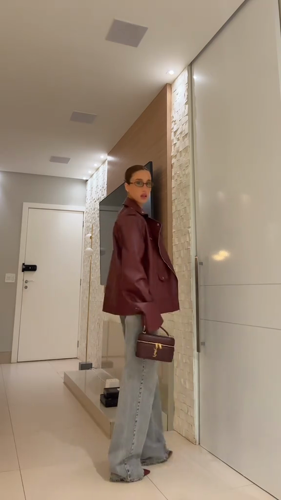 Burgundy Leather Biker Jacket