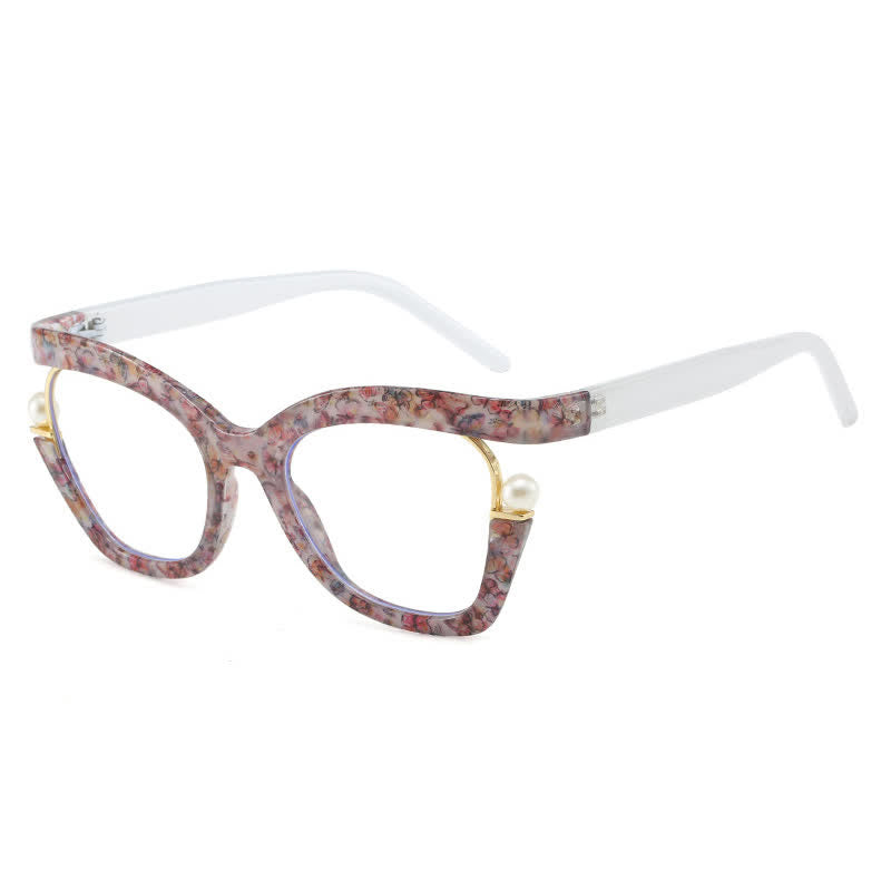 Spykay™ EG26758 Anti-blue Light Pearl Decor Irregular Oversized Eyeglasses