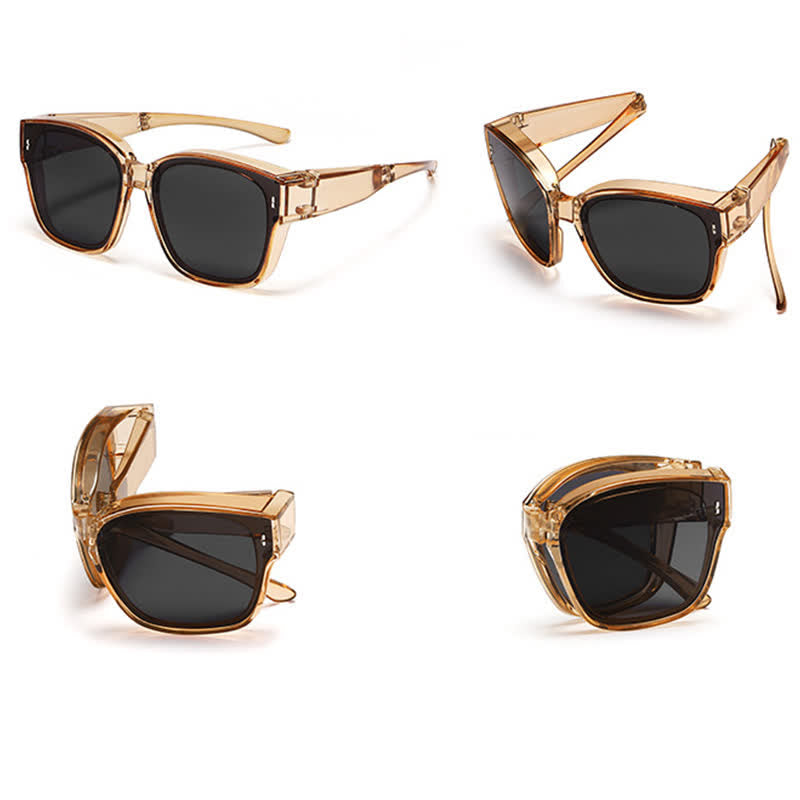 Spykay™ SG60956 Fit Over Glasses Square Frame Foldable Sunglasses for Women Men