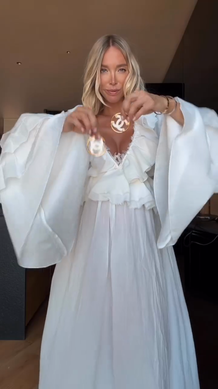 Ruffle - Trimmed Sheer White Midi Dress