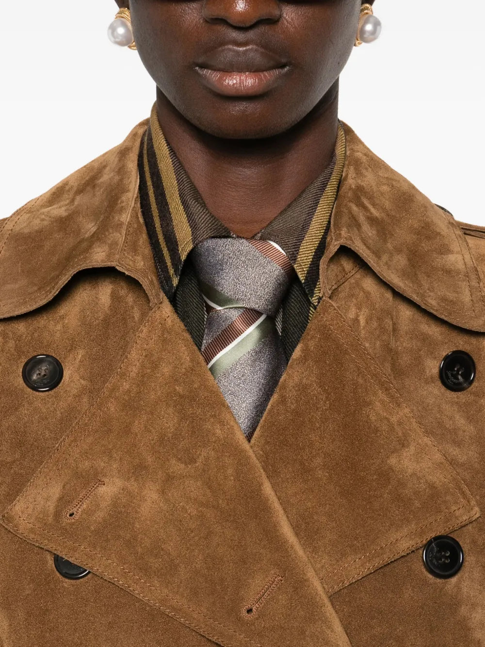 Brown Suede Trench Coat