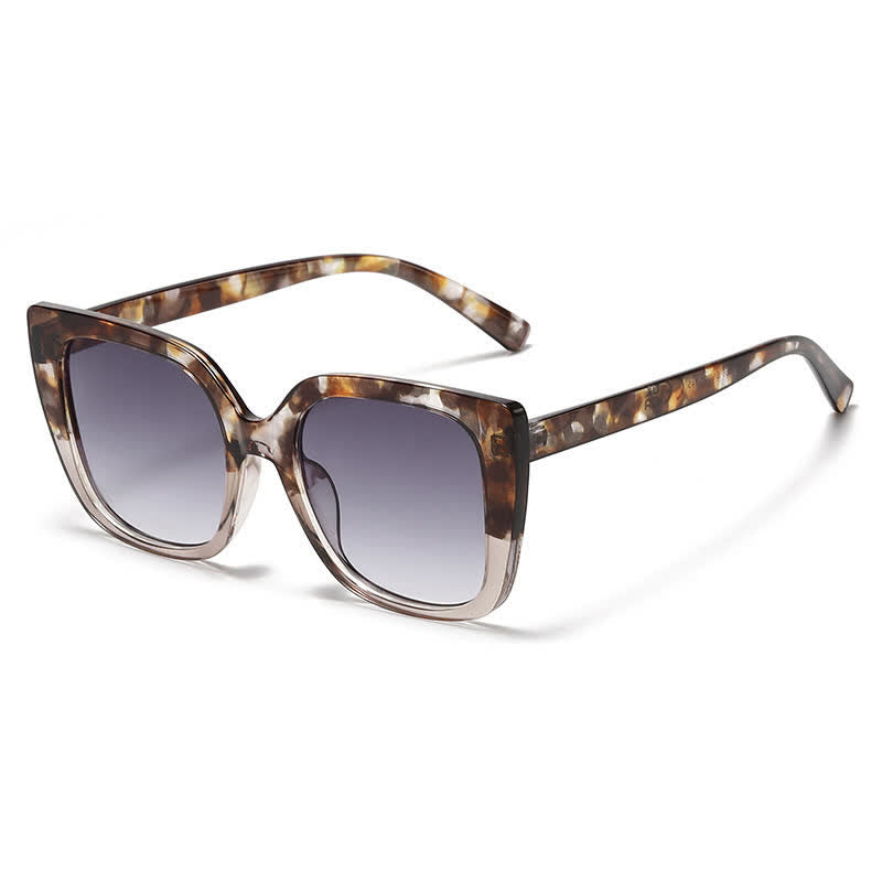 Spykay™ SG60878 Leopard Pattern Square Frame Oversized Sunglasses