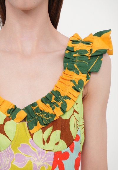 Multicolored Floral - Print Ruffled Maxi Dress