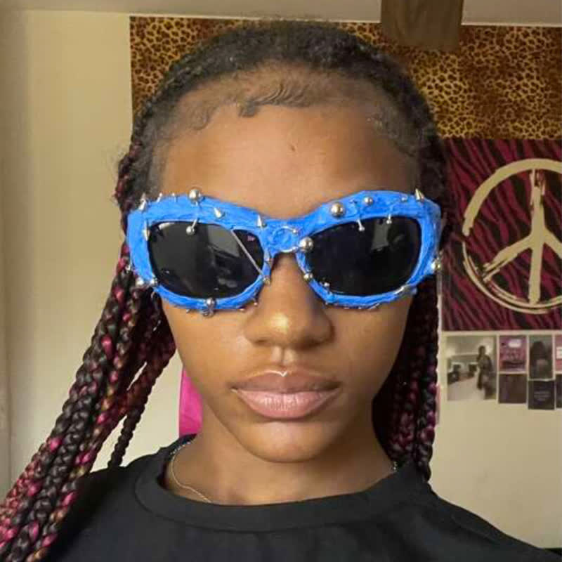 Spykay™ SG60924 CyberPunk Style Irregular Shaped Rivet Decor Sunglasses for Party