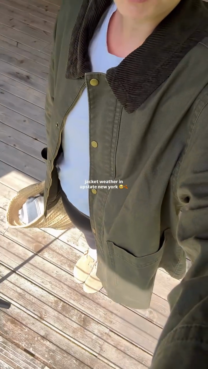 Olive Green Contrast Collar Jacket