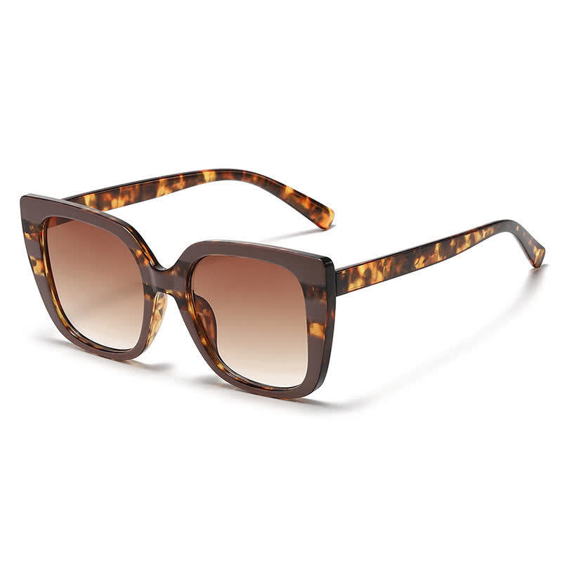 Spykay™ SG60878 Leopard Pattern Square Frame Oversized Sunglasses