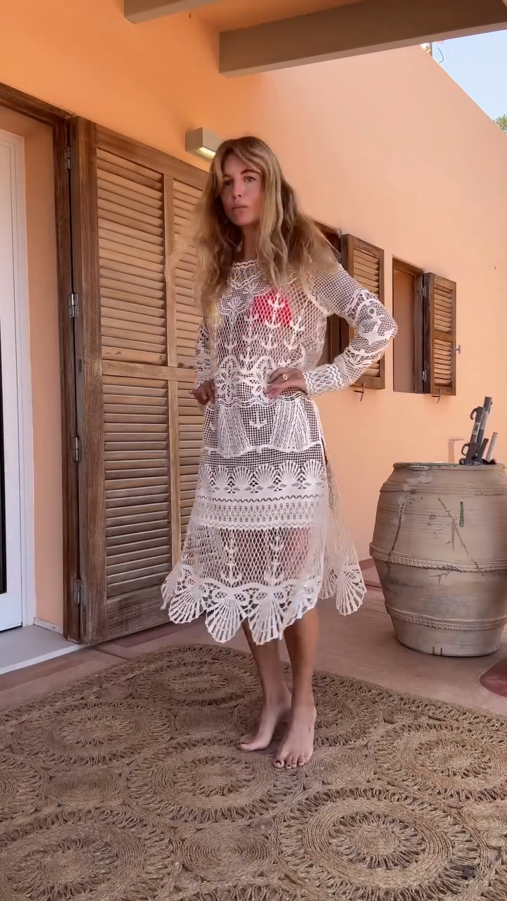 White Crochet Sheer Cover - Up Dress