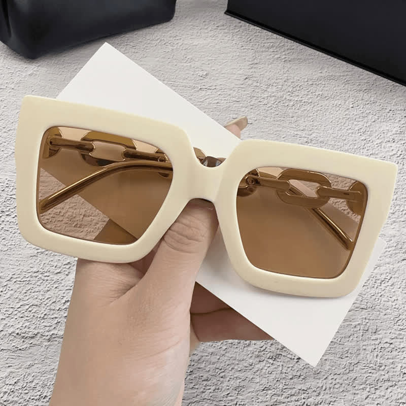 Spykay™ SG60931 Square Oversized Frame Chain Temples Hipster Sunglasses