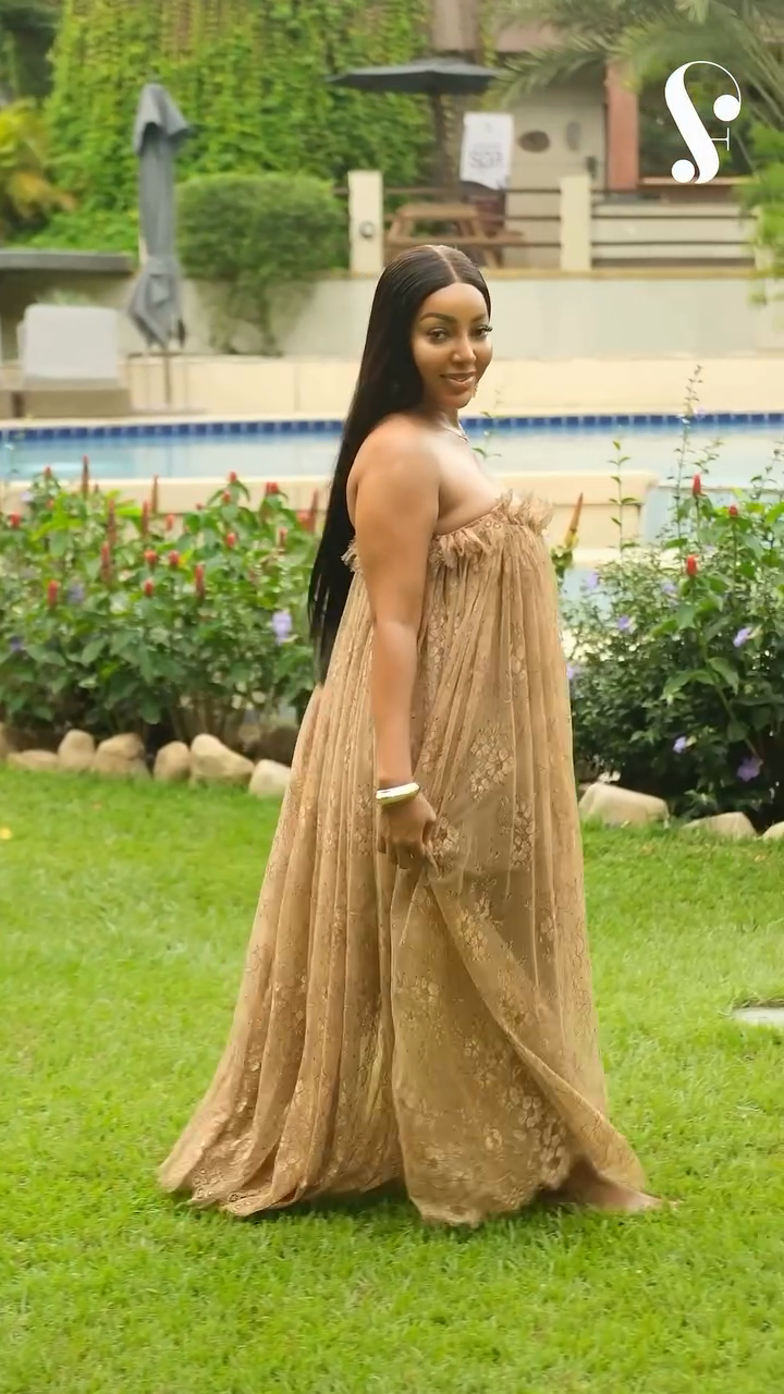 Beige Strapless Embroidered Maxi Dress