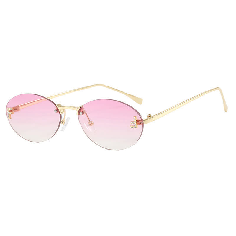 Spykay™ SG60701 'F' Design Oval Frames Rimless Sunglasses