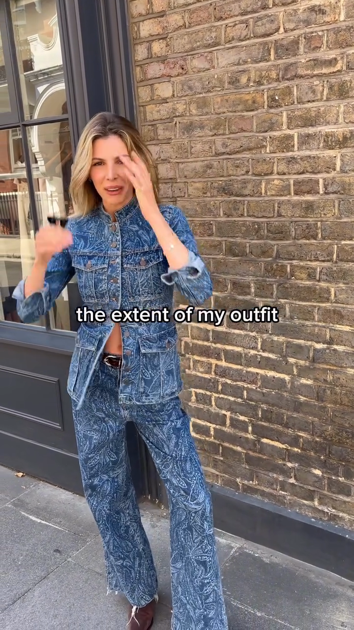 Printed Denim Two - Piece Set