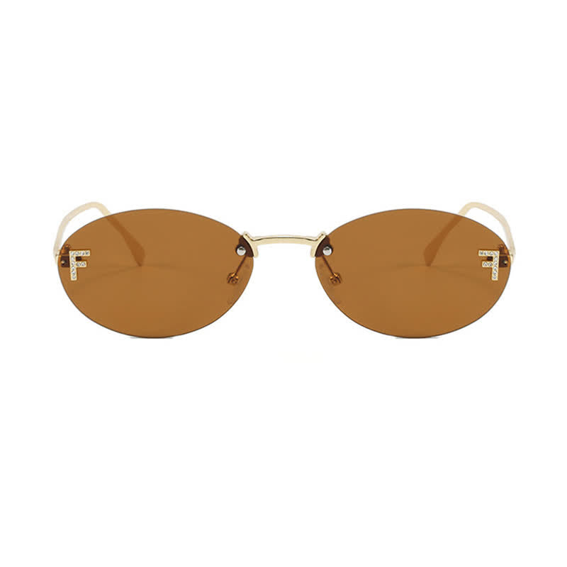 Spykay™ SG60701 'F' Design Oval Frames Rimless Sunglasses