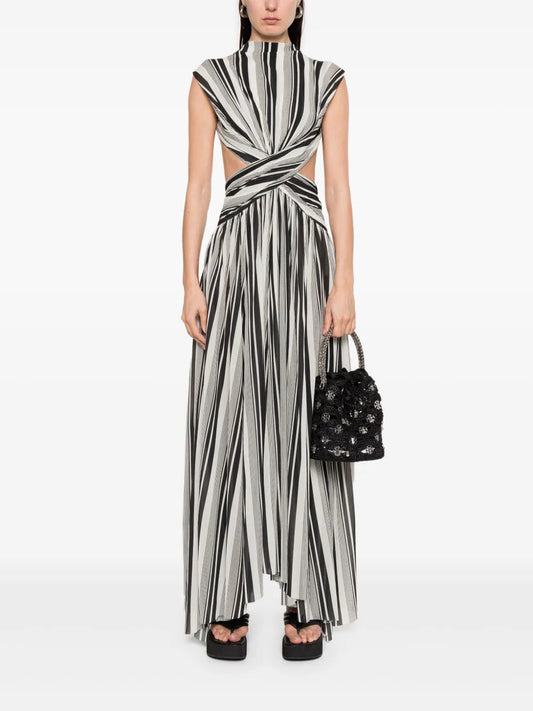 Sage Green Spaghetti - Strap Belted Midi Dress