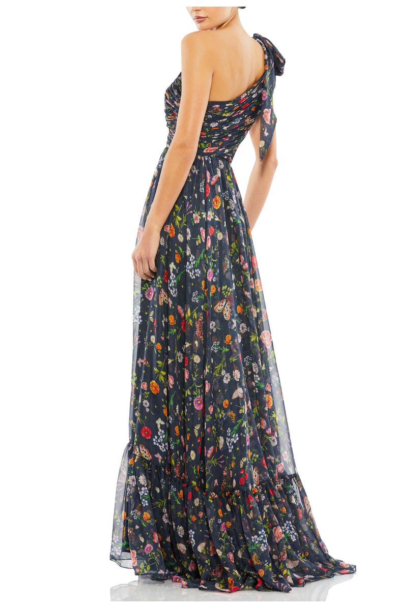 Navy Floral One - Shoulder Maxi Dress