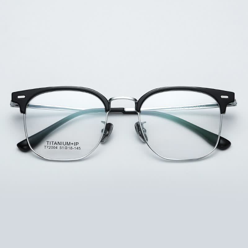 Spykay™ EG26737 Fashion Square Titanium Frame Anti-blue Light Browline Glasses
