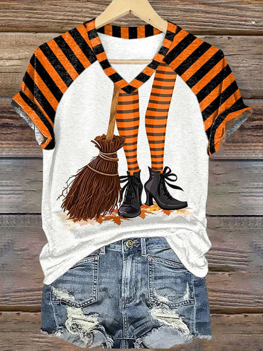 Classic Ruby Red Shoes Halloween Witch Legs Painting V-Neck T-Shirt