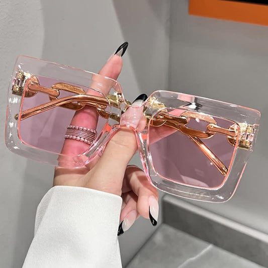 Spykay™ SG60931 Square Oversized Frame Chain Temples Hipster Sunglasses