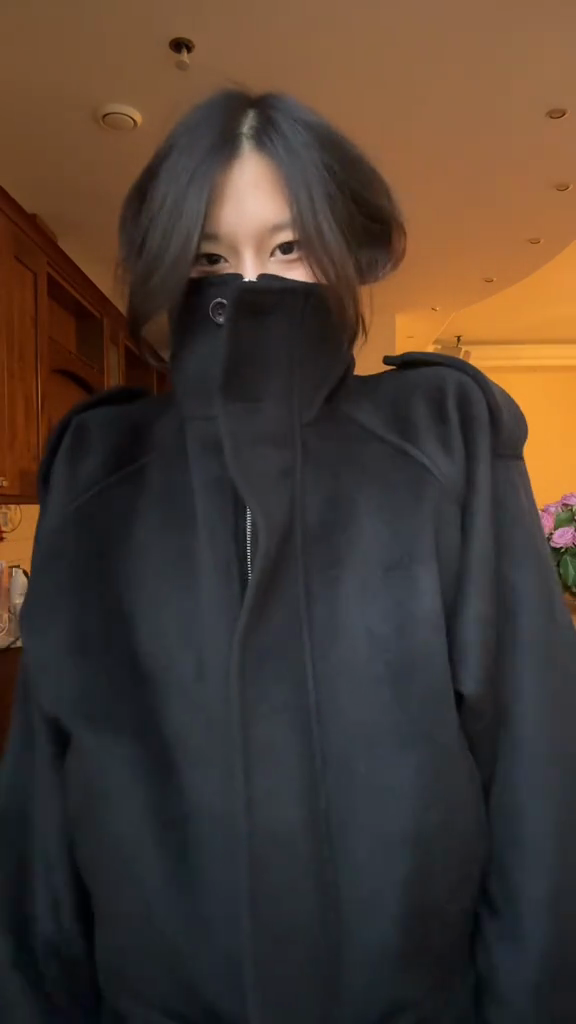 Black High - Collar Button - Up Coat