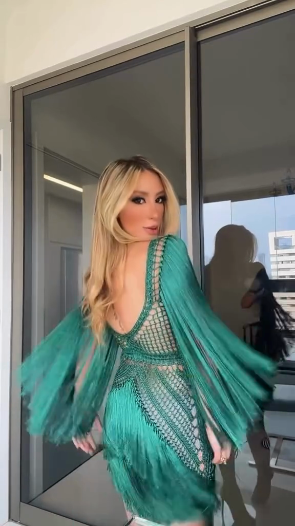 Teal Fringe - Embellished Knit Dress