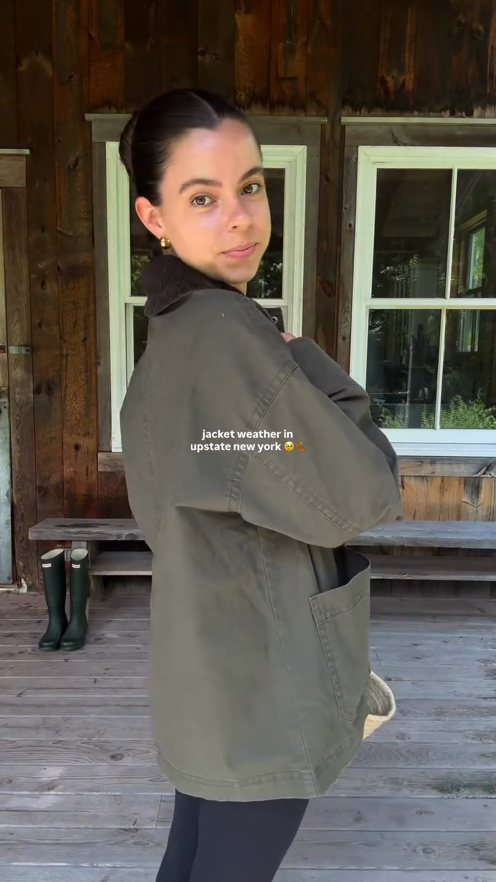 Olive Green Contrast Collar Jacket