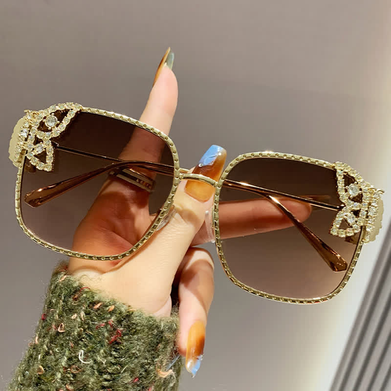 Spykay™ SG60849 Square Frame Butterfly Decor Oversized Sunglasses