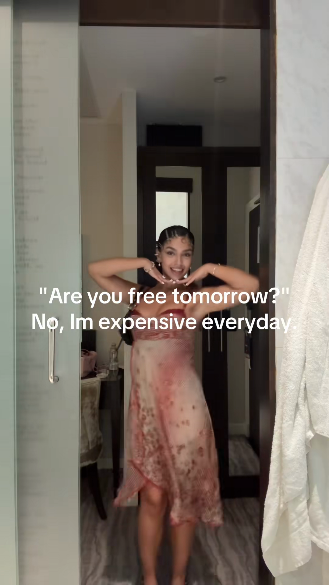 Red and White Patterned Slip Dress