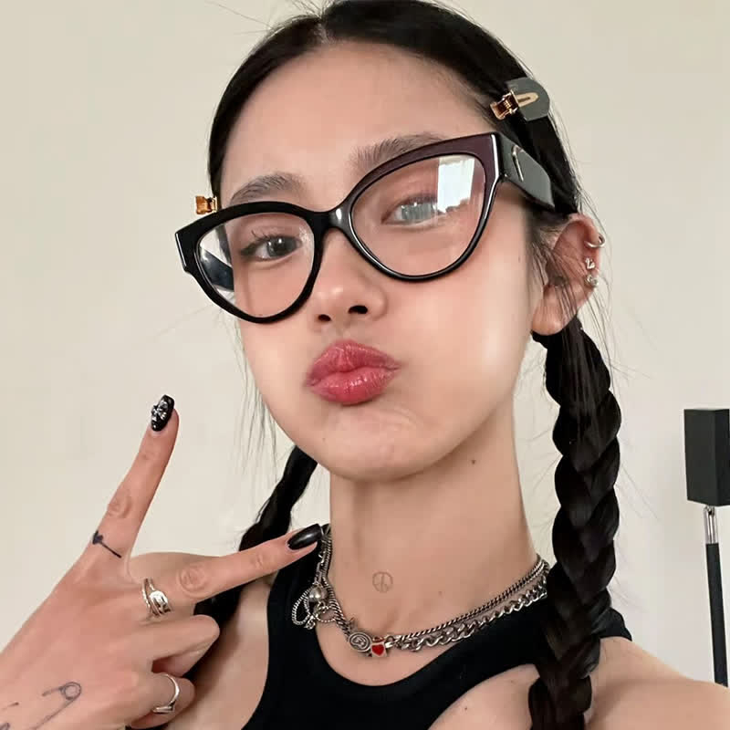 Spykay™ EG26724 Hipster Heart Temples Cat-Eye Anti-blue Light Glasses