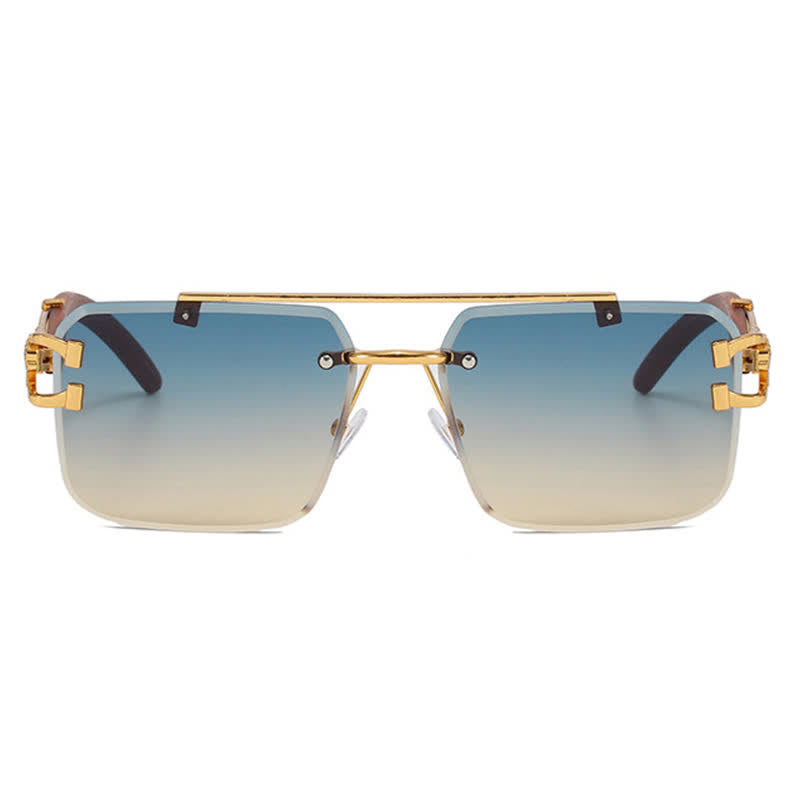 Spykay™ SG60910 Square Frame Leopard Temples Rimless Sunglasses
