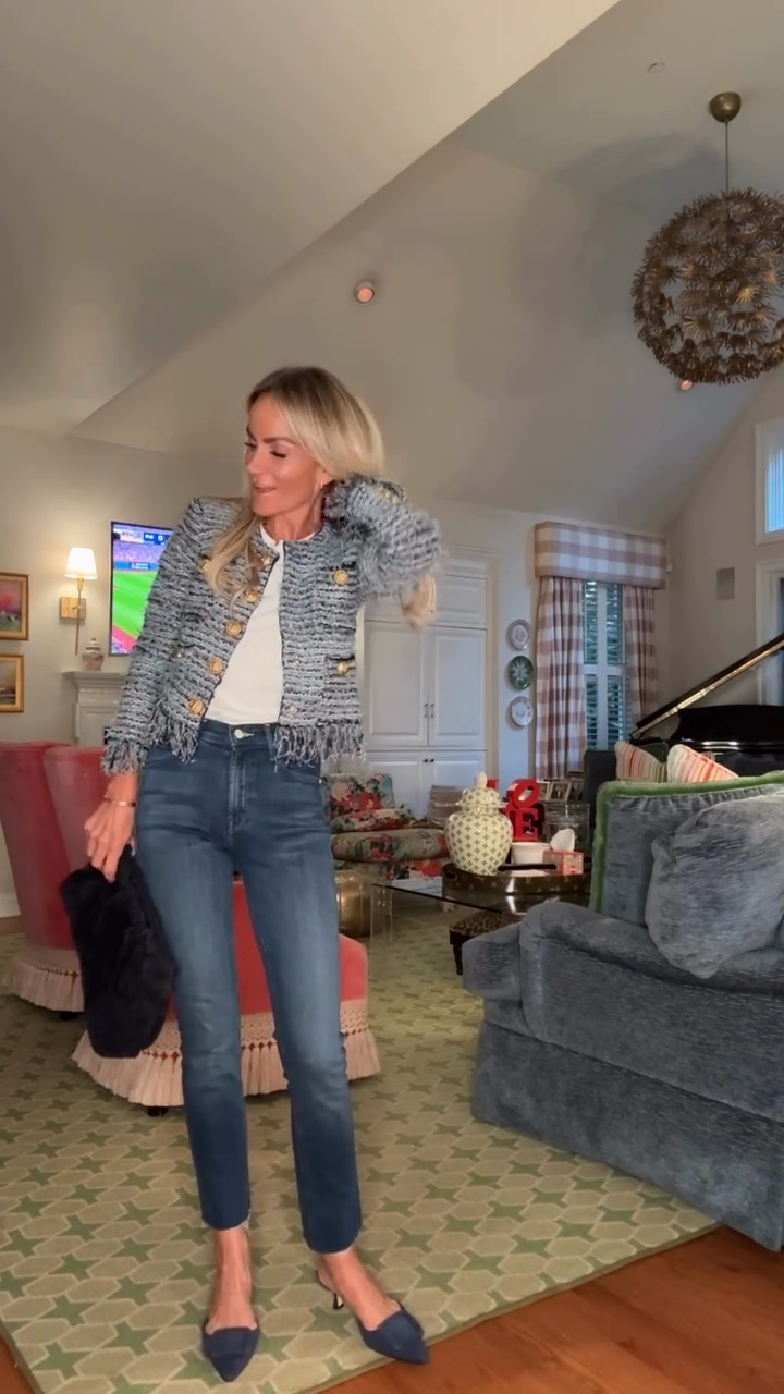 Grey Tweed Fringe - Trimmed Jacket