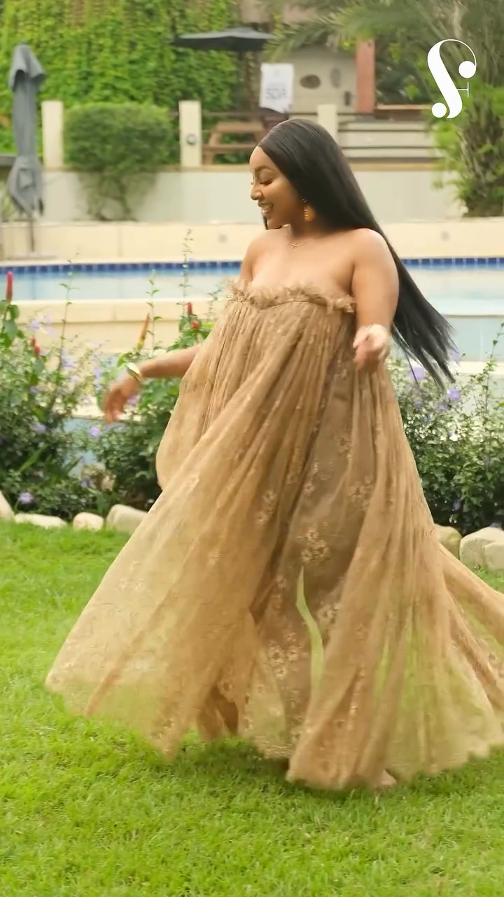 Beige Strapless Embroidered Maxi Dress
