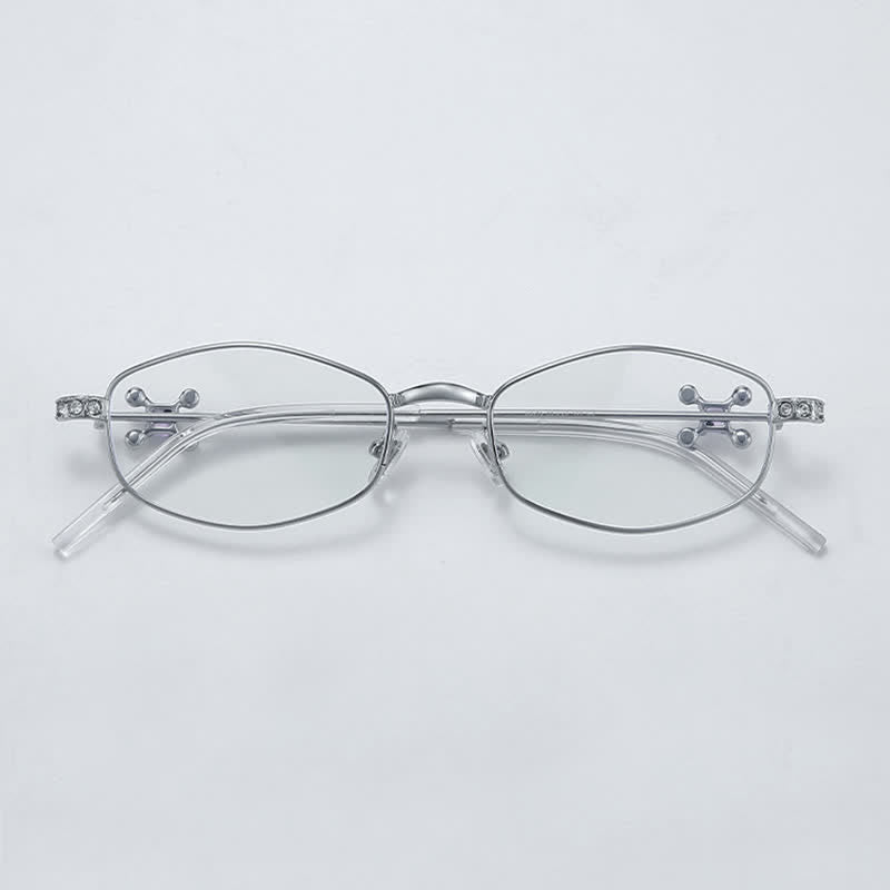 Spykay™ EG26713 Geometric Frame Rhinestone Decor Temples Anti-blue Light Glasses
