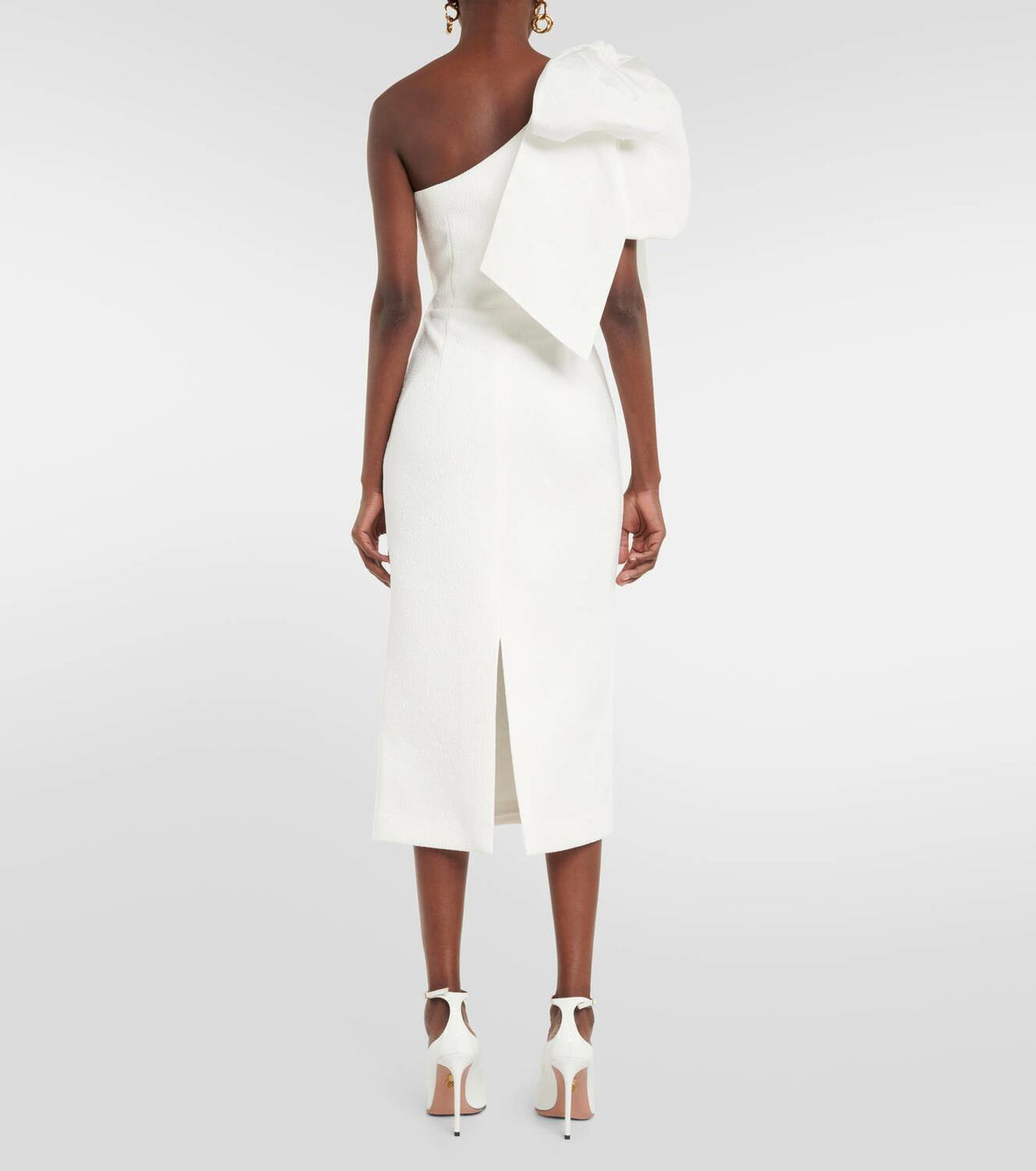 White One - Shoulder Bow - Detail Midi Dress