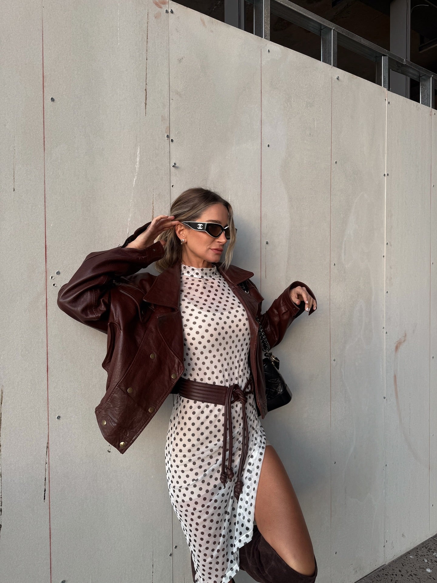 Brown Faux Leather Moto Jacket