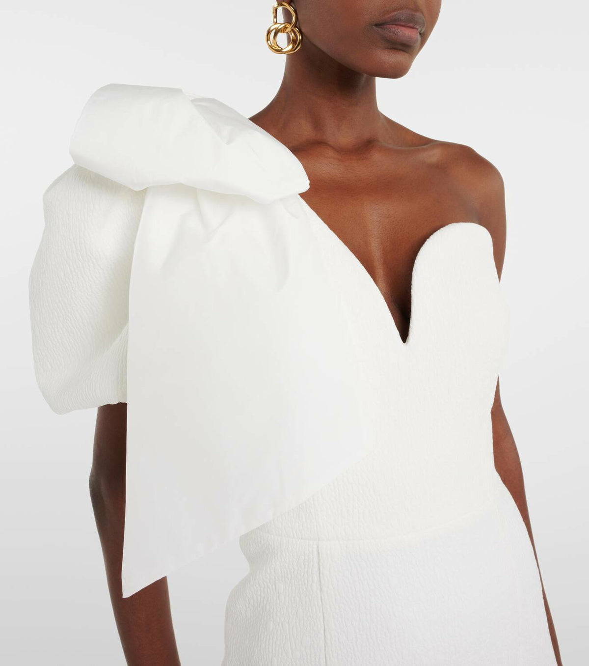 White One - Shoulder Bow - Detail Midi Dress