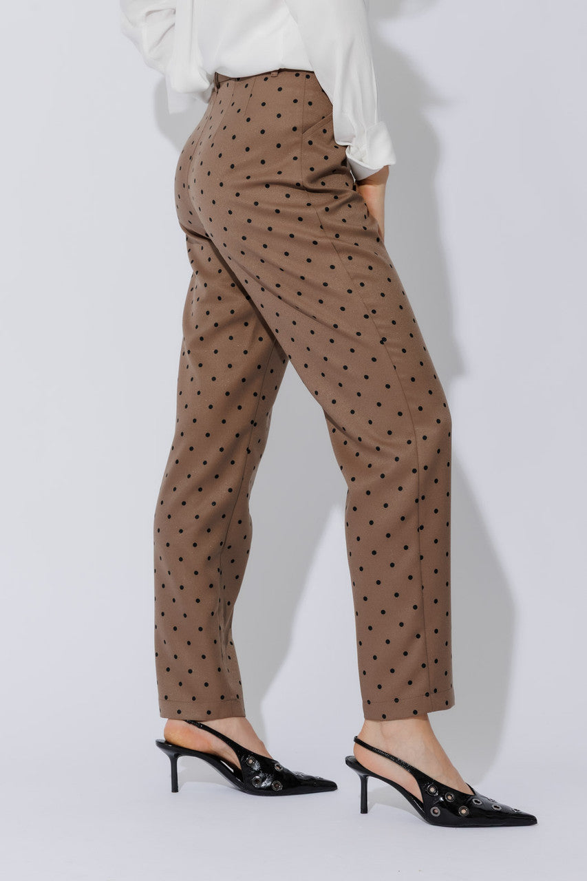 Brown Polka Dot Blazer and Pants Suit Set